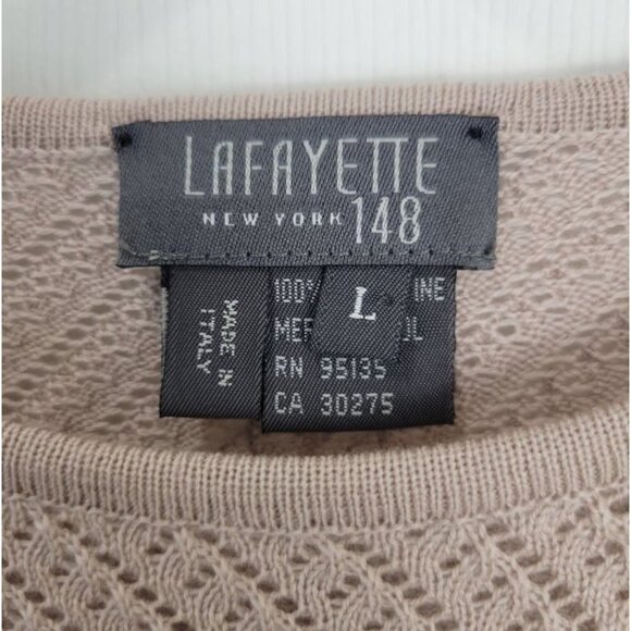 LAFAYETTE 148 Size Large L Pink 100% Merino Wool Eyelet Knit Pullover Sweater - Picture 6 of 12